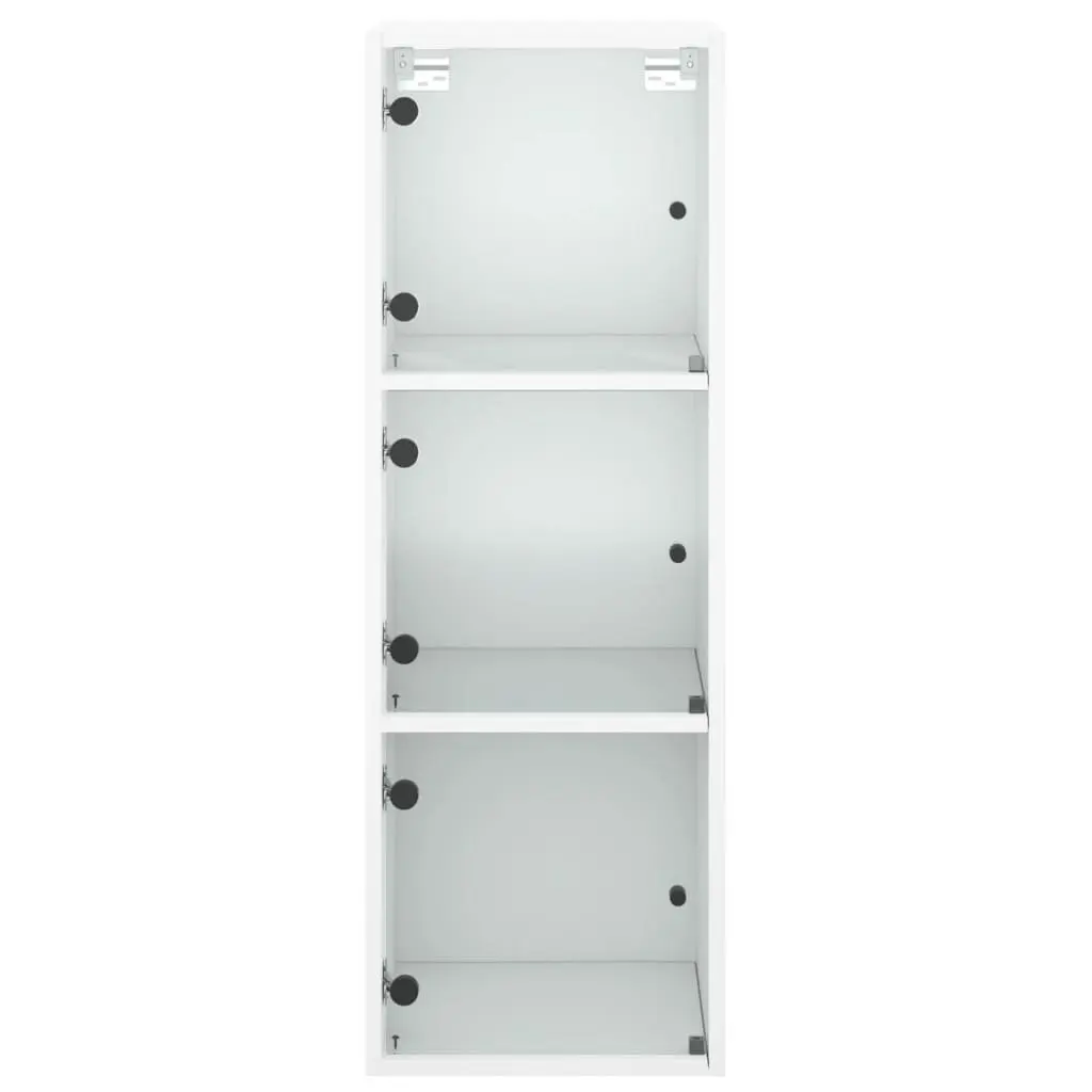 Wall Cabinet Storage Unit Glass Doors 35x37x100cm White