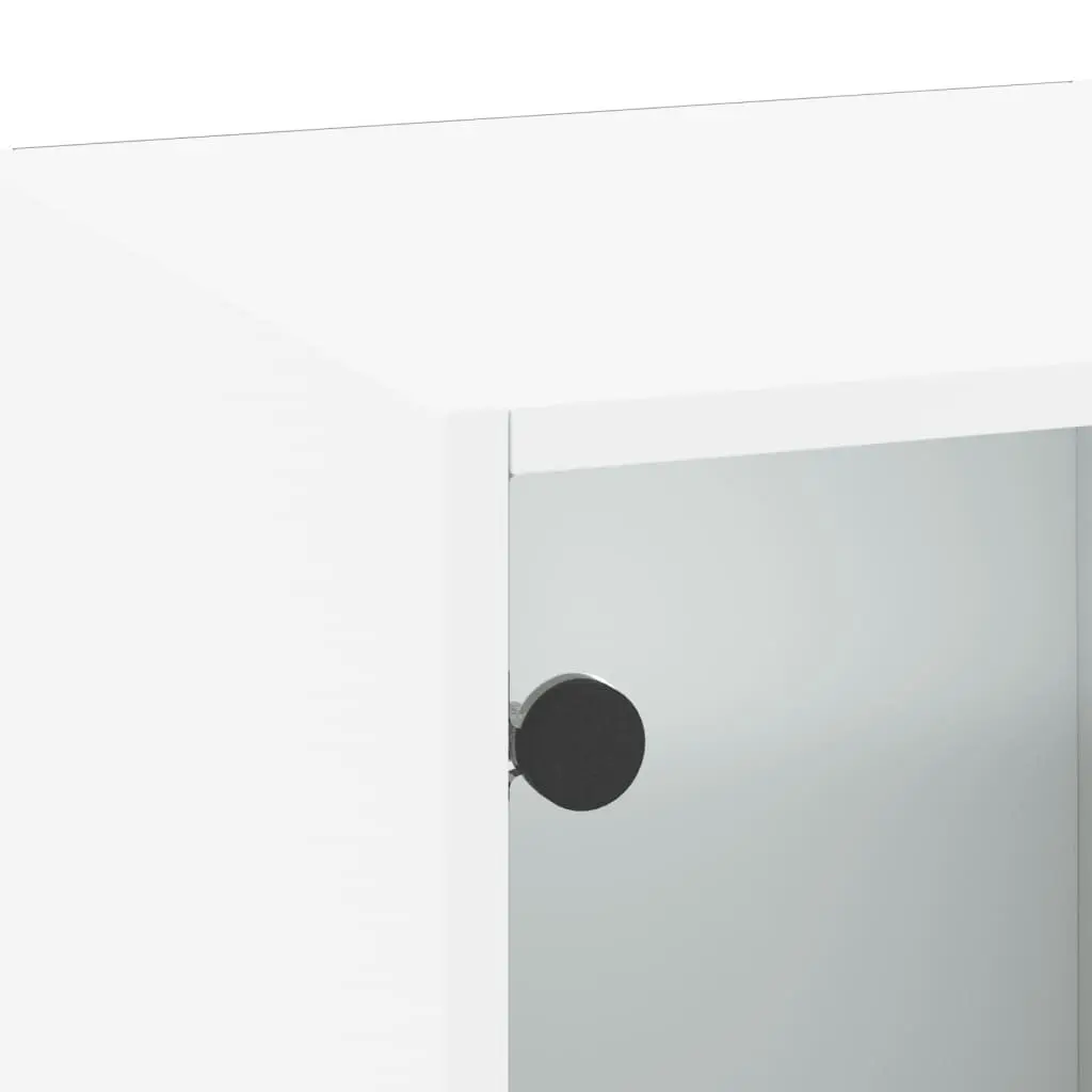 Wall Cabinet Storage Unit Glass Doors 35x37x100cm White