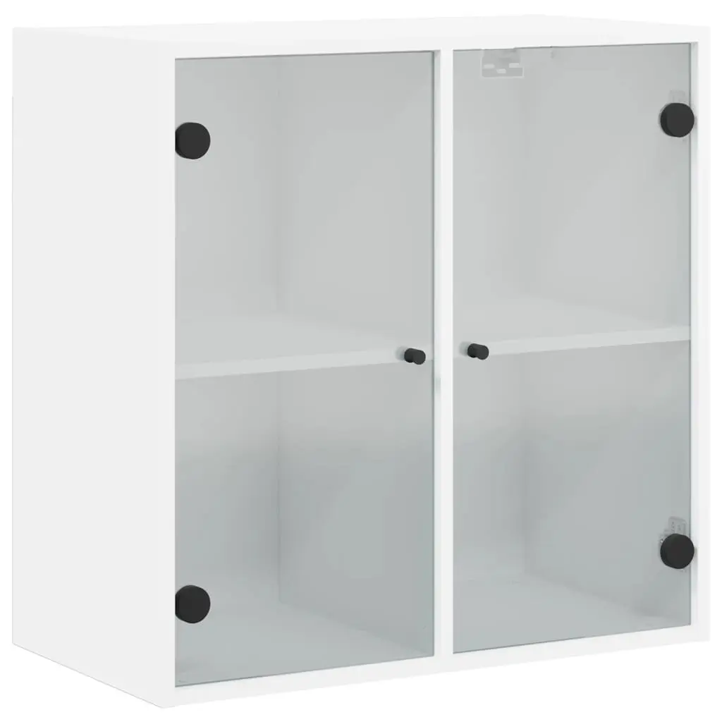 Wall Cabinet White Storage Unit 68x37x68.5cm Glass Doors