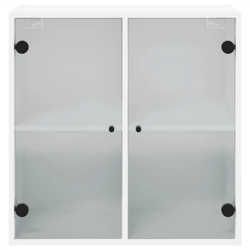 Wall Cabinet White Storage Unit 68x37x68.5cm Glass Doors