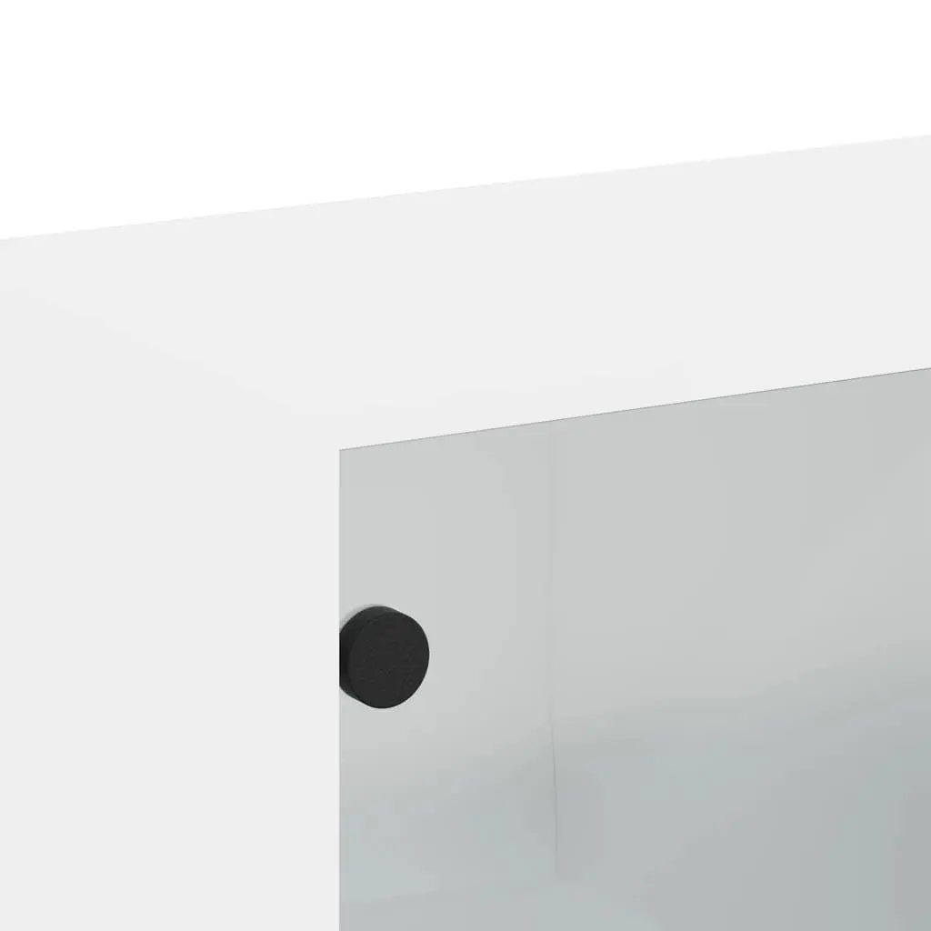 Wall Cabinet White Storage Unit 68x37x68.5cm Glass Doors