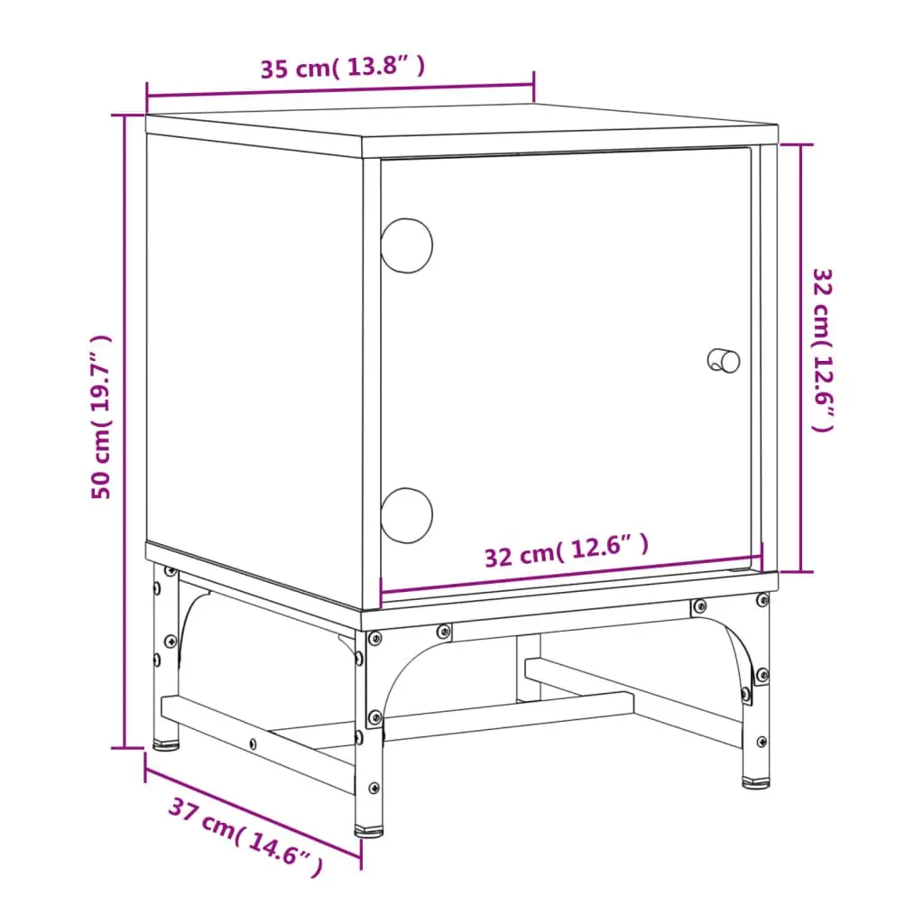 Bedside Cabinets Storage Tables 2 Piece Black Glass Doors