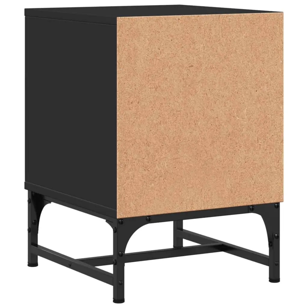 Bedside Cabinets Storage Tables 2 Piece Black Glass Doors