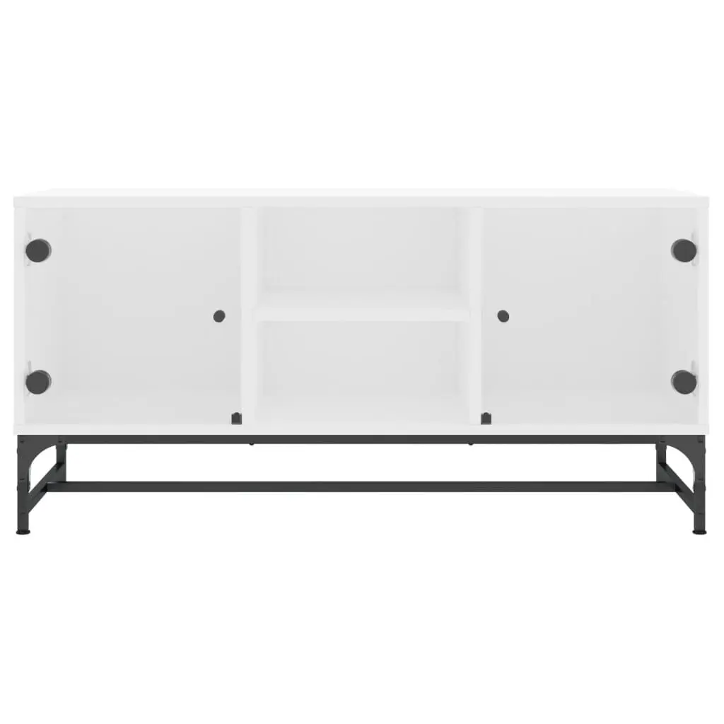 TV Cabinet Media Storage Unit 102cm x 37cm x 50cm White Glass Doors