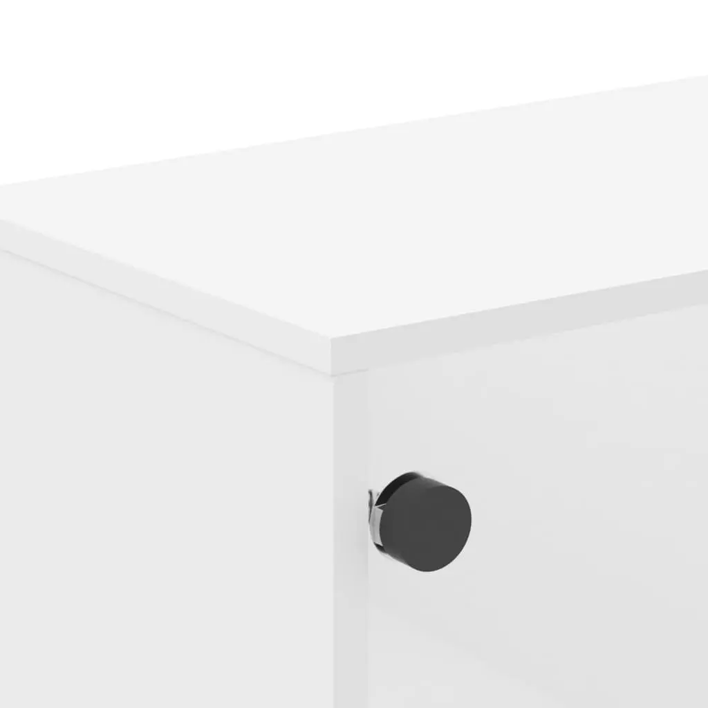 TV Cabinet Media Storage Unit 102cm x 37cm x 50cm White Glass Doors