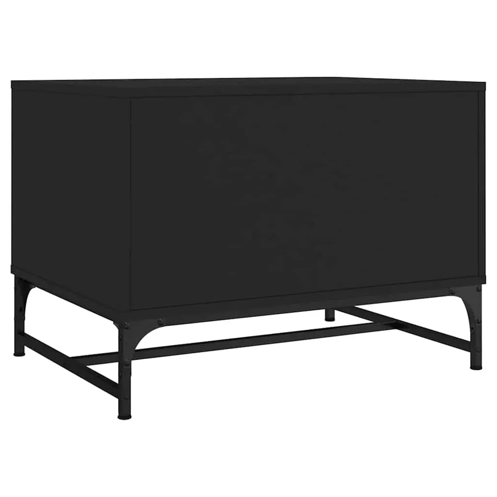 Black Coffee Table with Glass Door Storage