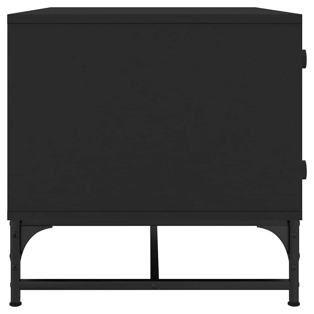 Black Coffee Table with Glass Door Storage