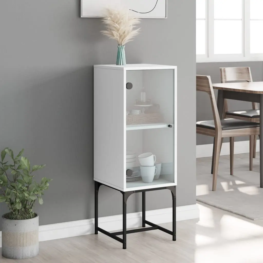 Side Cabinet Storage Cupboard 35W x 37D x 100H cm White