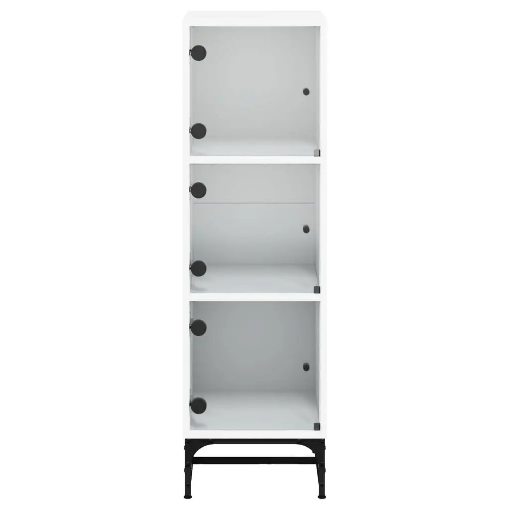 Highboard Cabinet Storage Cupboard 35x37x120cm White Glass Doors