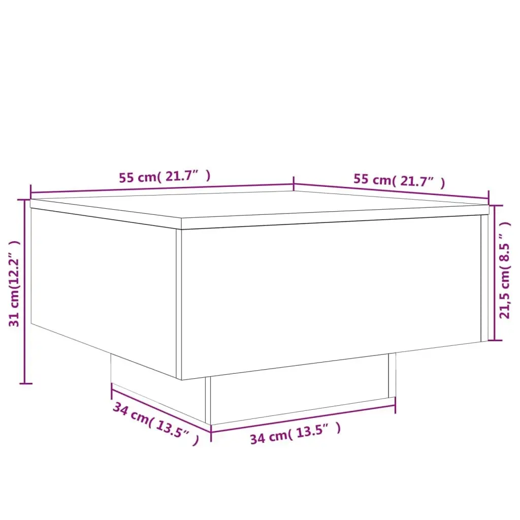 Coffee Table Modern Living Room Accent Side Table 55 x 55 x 31 cm White