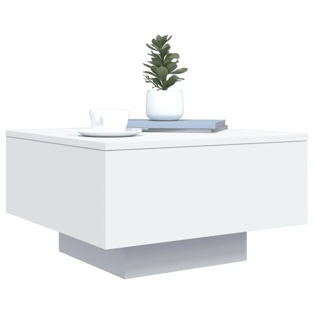 White Coffee Table with Customizable LED Lights