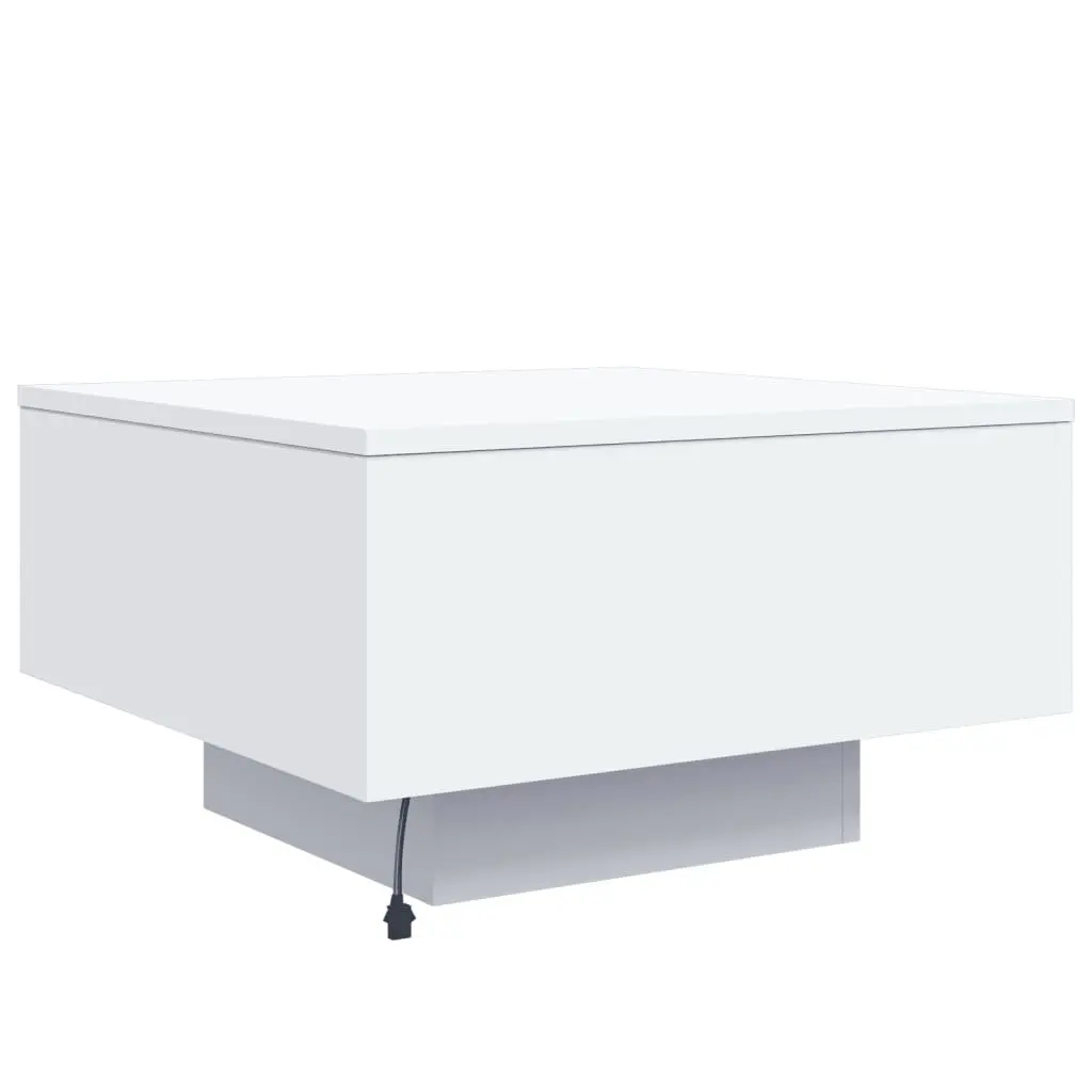 White Coffee Table with Customizable LED Lights