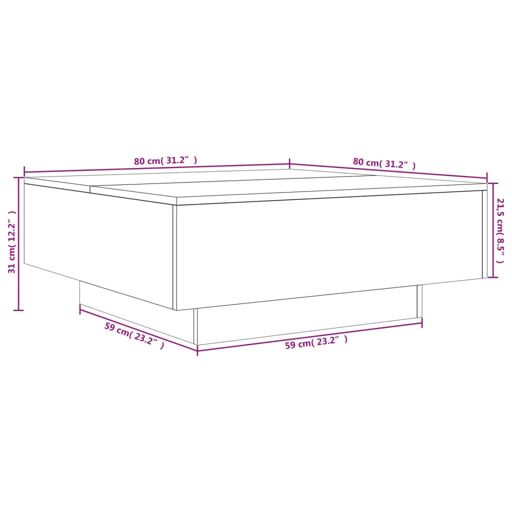 Coffee Table Modern Living Room Accent 80x80x31cm White
