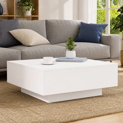Reliable Coffee Table with RGB LED Lighting in White