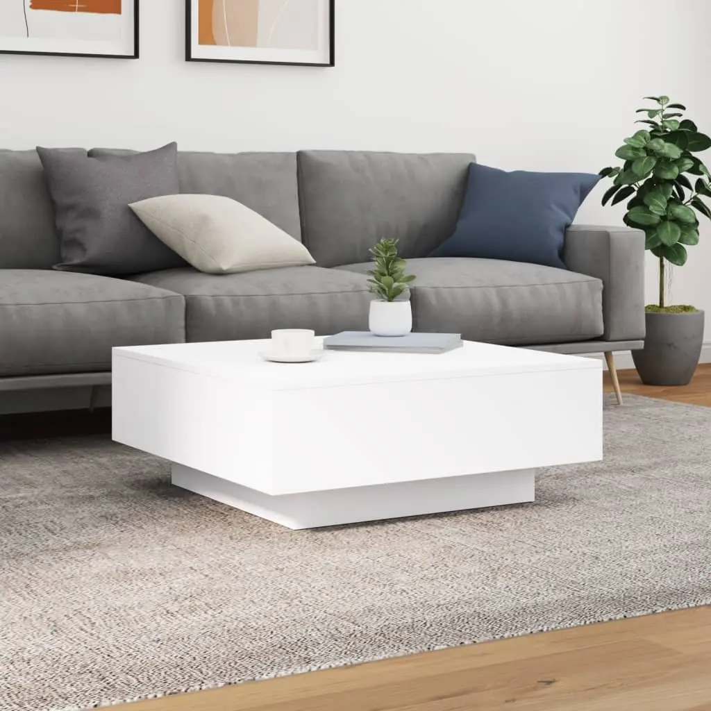 Coffee Table with RGB LED Lighting in White