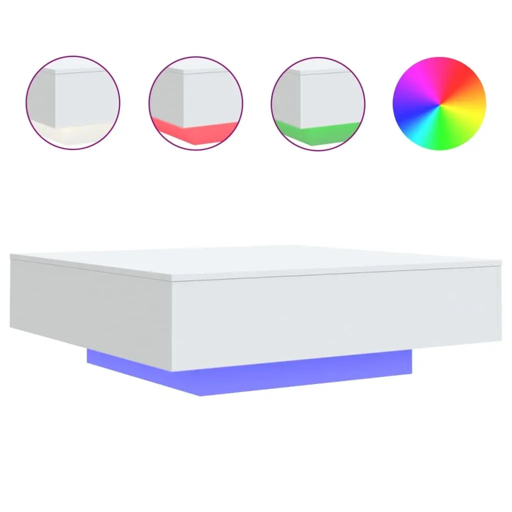 Coffee Table RGB LED Lights Adjustable White 100 x 100 x 31 cm