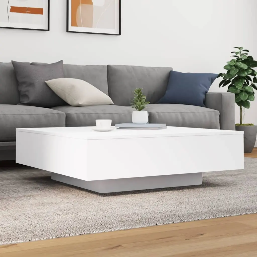 Coffee Table RGB LED Lights Adjustable White 100 x 100 x 31 cm