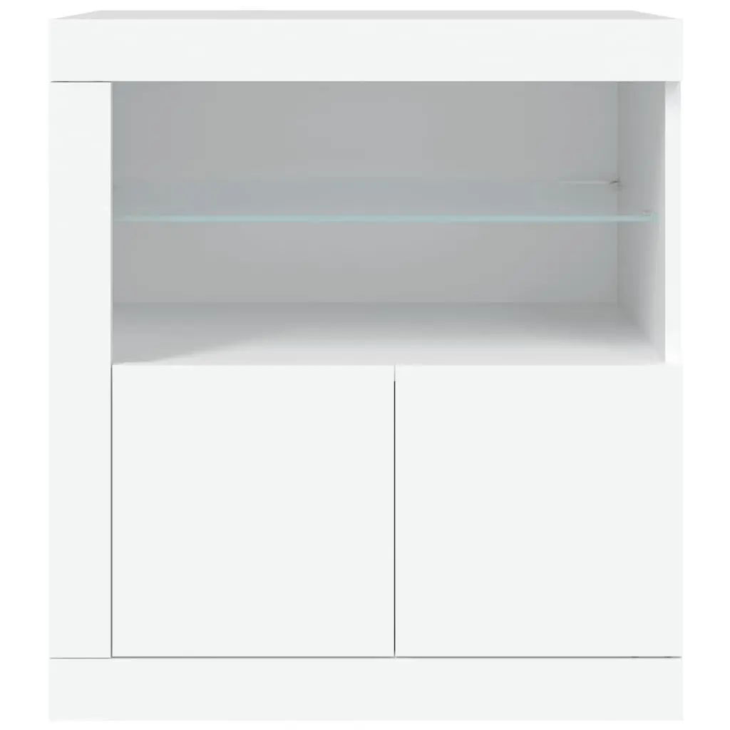 Modern White Sideboard Storage Cabinet with RGB LED Lights Buffet Display Unit