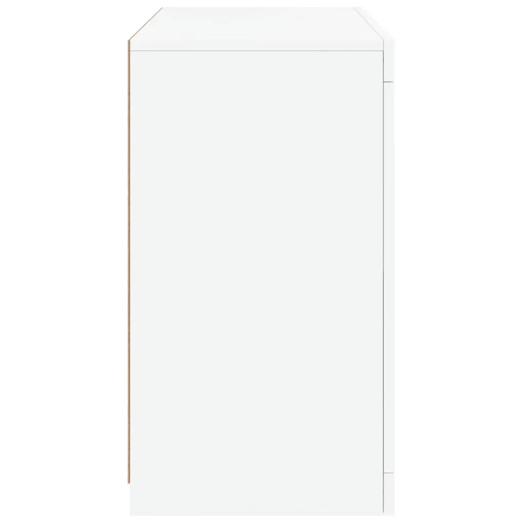 Modern White Sideboard Storage Cabinet with RGB LED Lights Buffet Display Unit