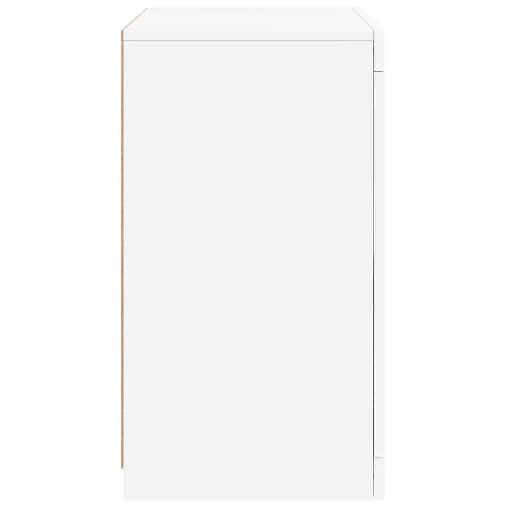 Side Cabinet RGB LED Lights Storage Unit Glass Shelf White