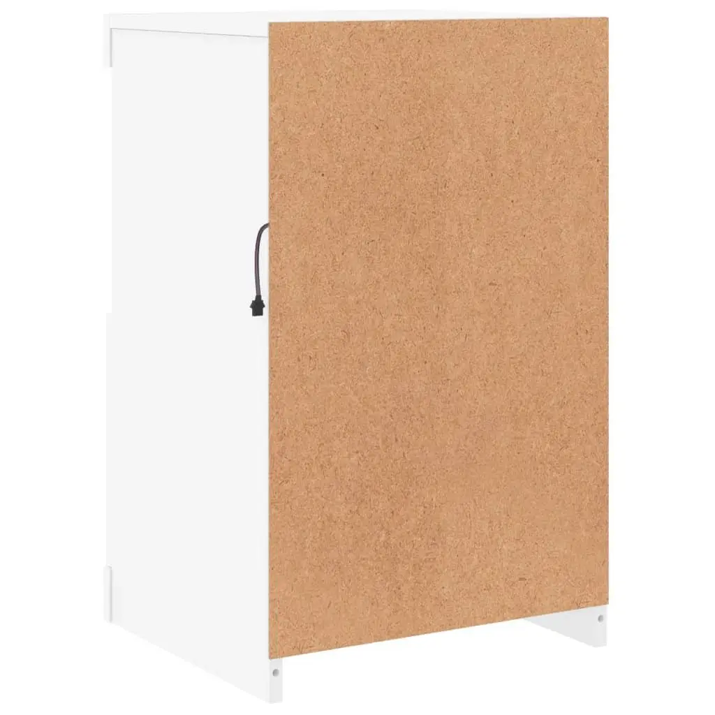 Side Cabinet RGB LED Lights Storage Unit White Engineered Wood 2 Piece
