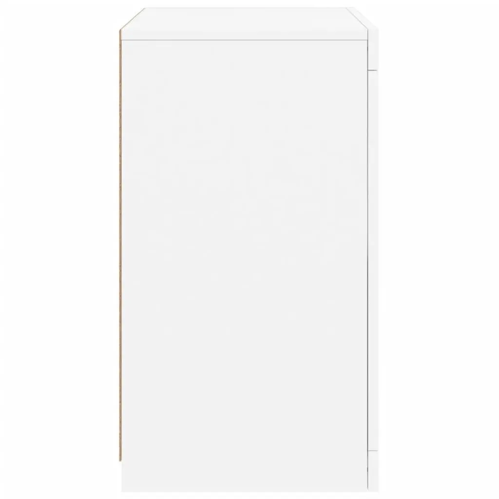 Side Cabinet RGB LED Lights Storage Unit White Engineered Wood 2 Piece