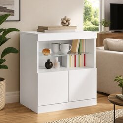 Reliable White Sideboard Cabinet with RGB LED Lights