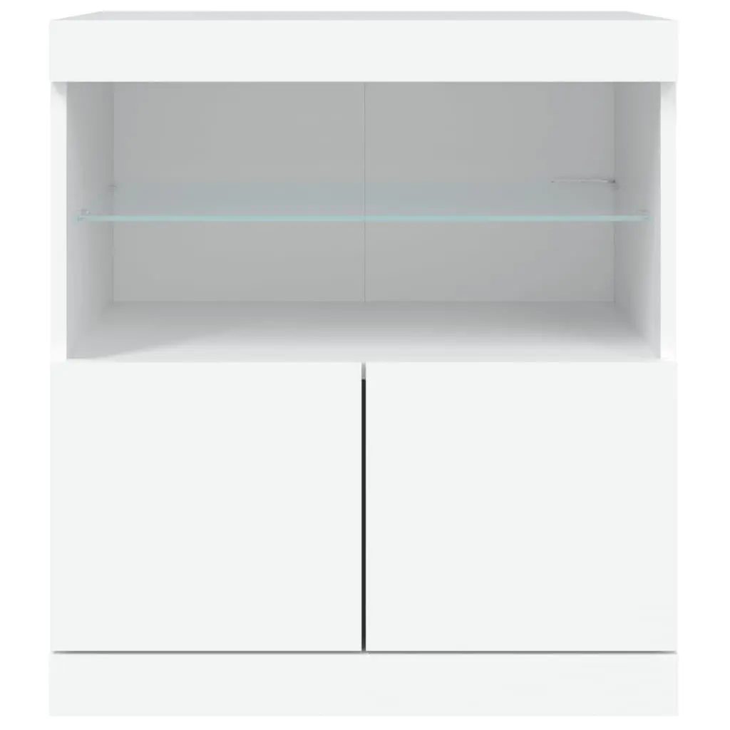 Sideboard Cabinet RGB LED Lights Storage Buffet Modern Furniture White 60W x 37D x 67H cm