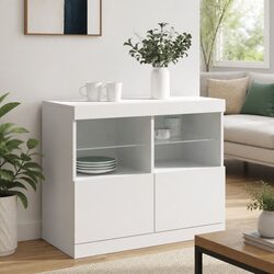 Reliable White Sideboard Cabinet with LED Features