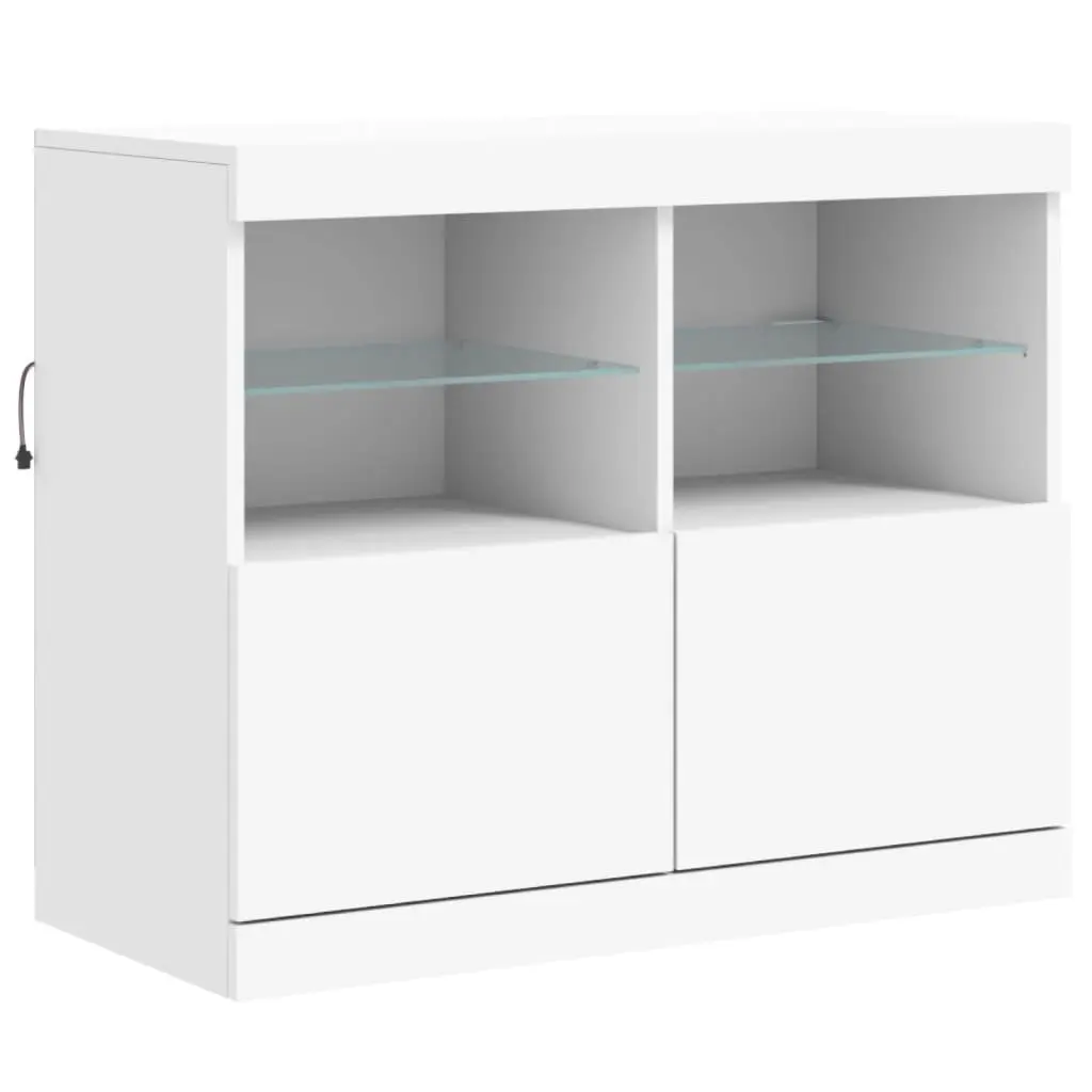 White Sideboard Cabinet with RGB LED Lights Storage Buffet Living Room Furniture