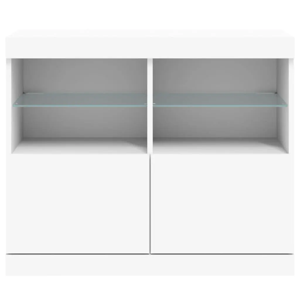 White Sideboard Cabinet with RGB LED Lights Storage Buffet Living Room Furniture