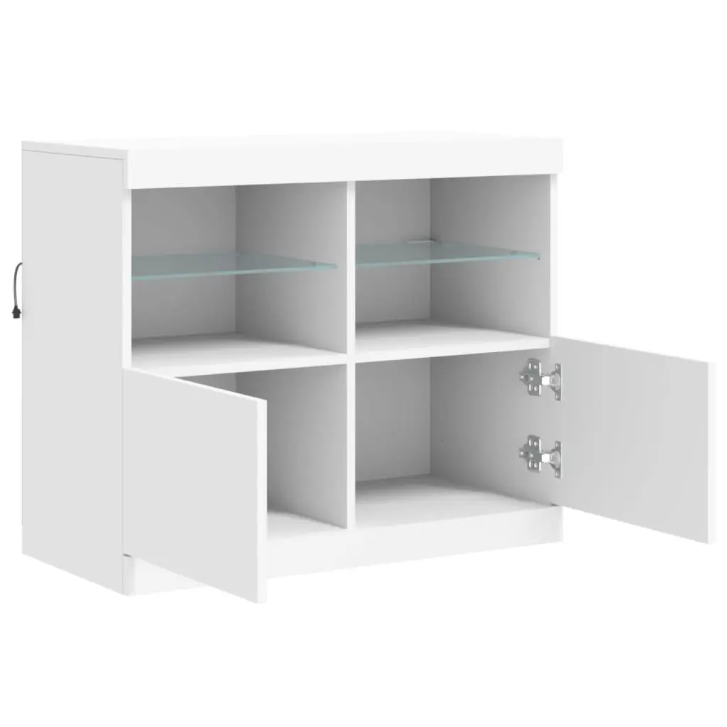 White Sideboard Cabinet with RGB LED Lights Storage Buffet Living Room Furniture