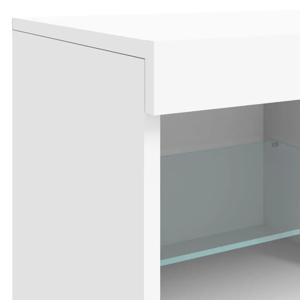 White Sideboard Cabinet with RGB LED Lights Storage Buffet Living Room Furniture