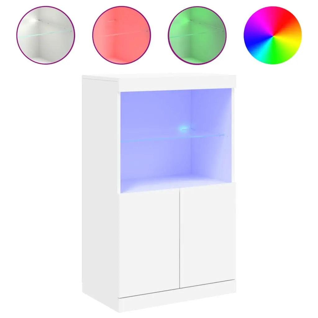 Sideboard RGB LED Lights Storage Cabinet White 60.5W x 37D x 100H cm
