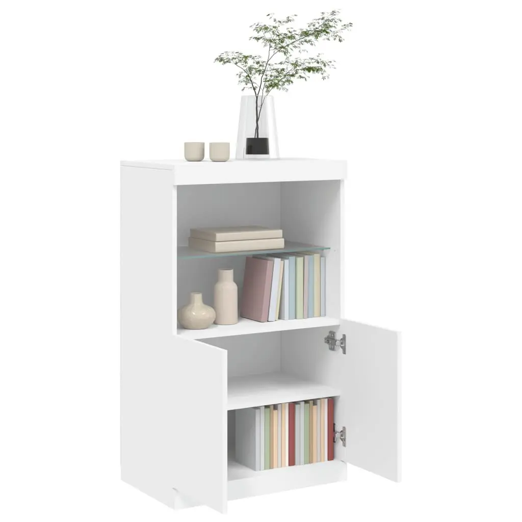 Sideboard RGB LED Lights Storage Cabinet White 60.5W x 37D x 100H cm