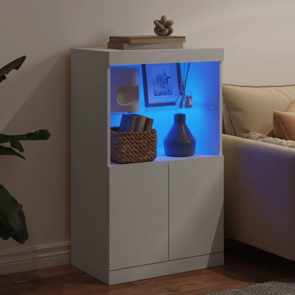 Sideboard RGB LED Lights Storage Cabinet White 60.5W x 37D x 100H cm