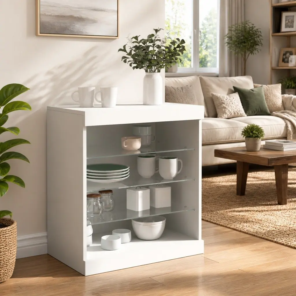 Sideboard Cabinet Storage Buffet RGB LED Lights 60.5x37x67cm White