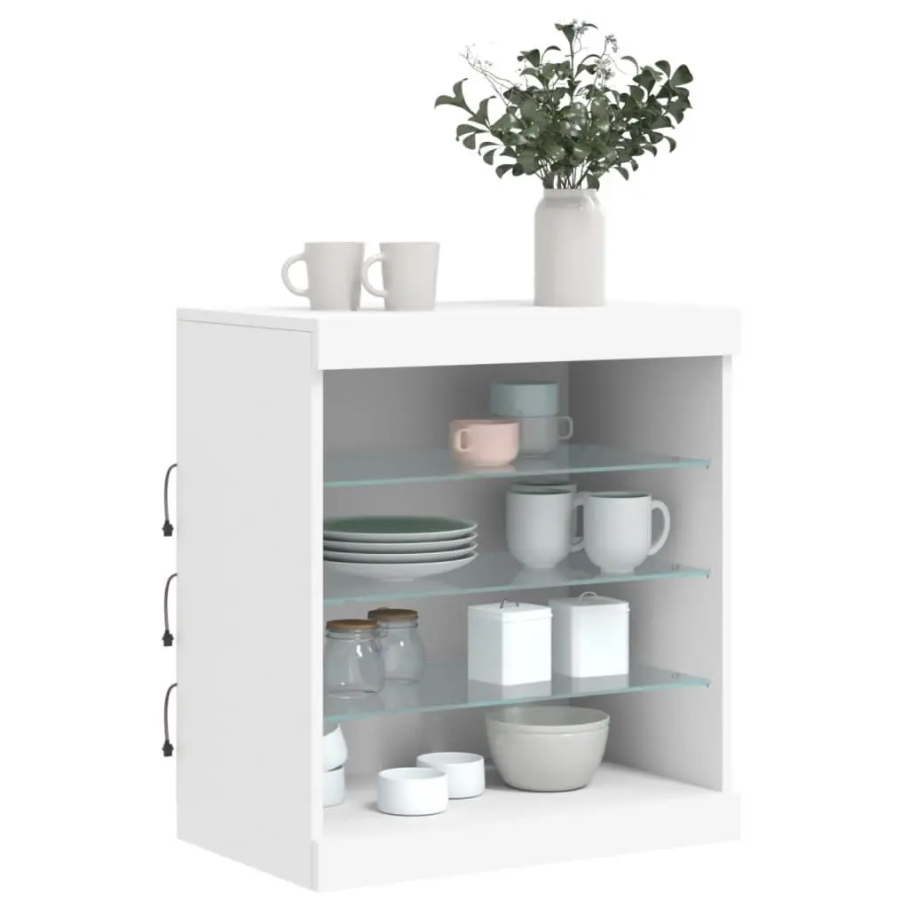 Sideboard Cabinet Storage Buffet RGB LED Lights 60.5x37x67cm White