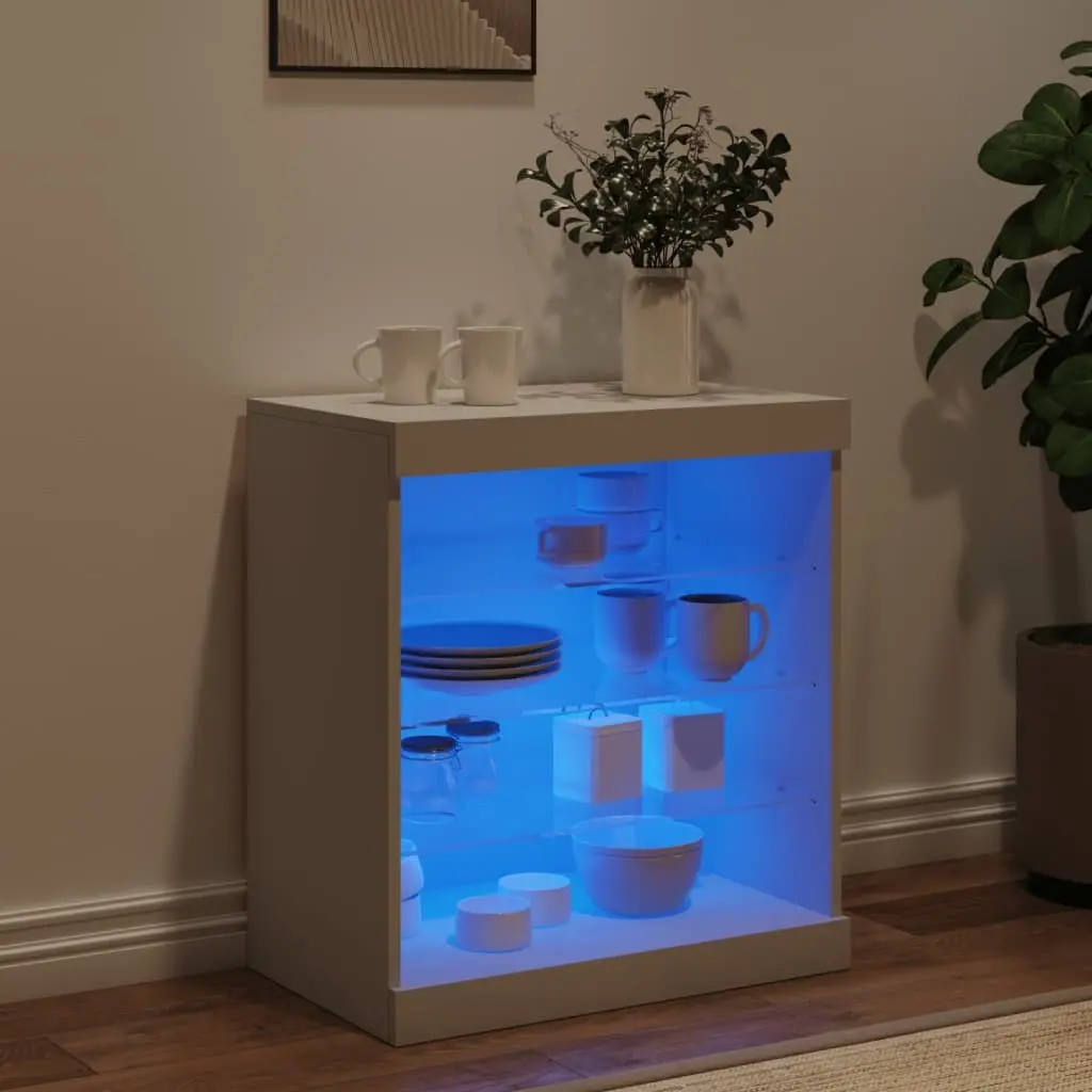 Sideboard Cabinet Storage Buffet RGB LED Lights 60.5x37x67cm White