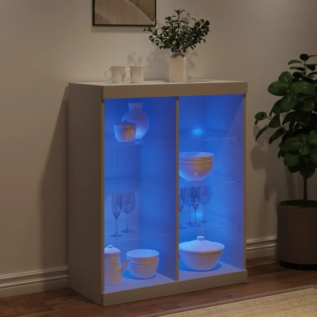 Sideboard RGB LED Lights Storage Cabinet 81x37x100cm White