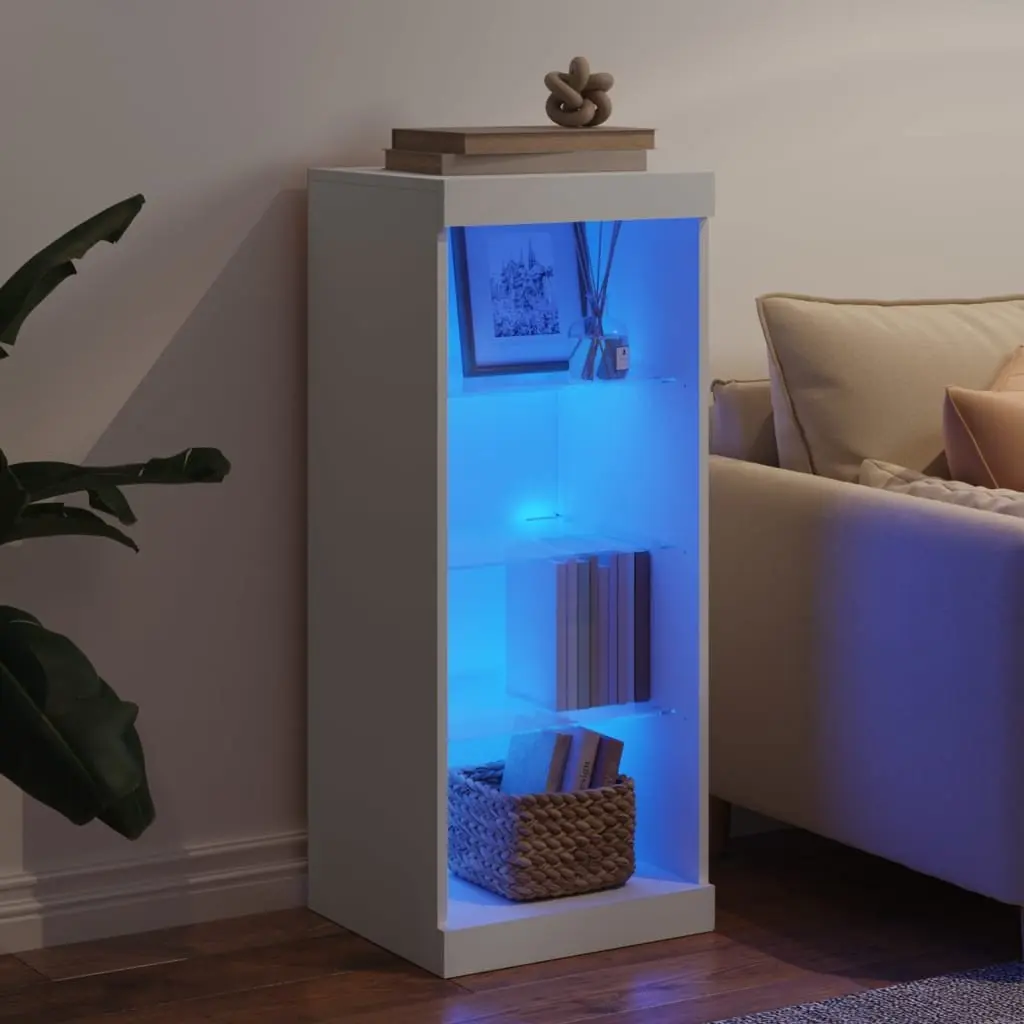 Sideboard Storage Cabinet RGB LED Lights Modern 41 x 37 x 100 cm White