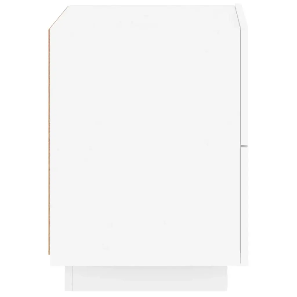 Bedside Cabinet with RGB LED Lights 2 Drawer White Engineered Wood Nightstand