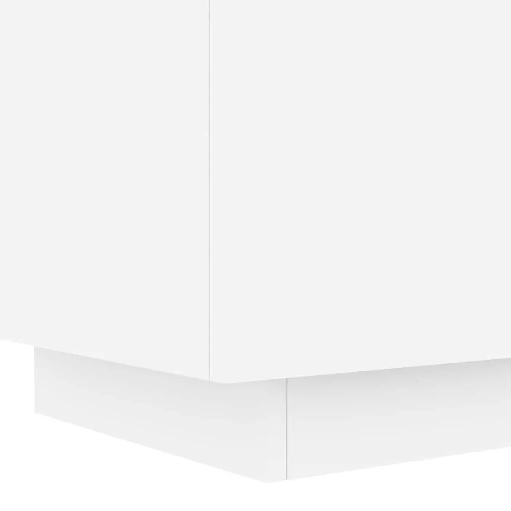 Bedside Cabinet with RGB LED Lights 2 Drawer White Engineered Wood Nightstand