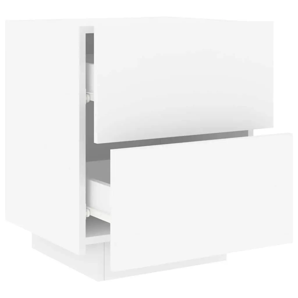 Bedside Cabinet with RGB LED Lights 2 Piece Set White Storage Nightstand