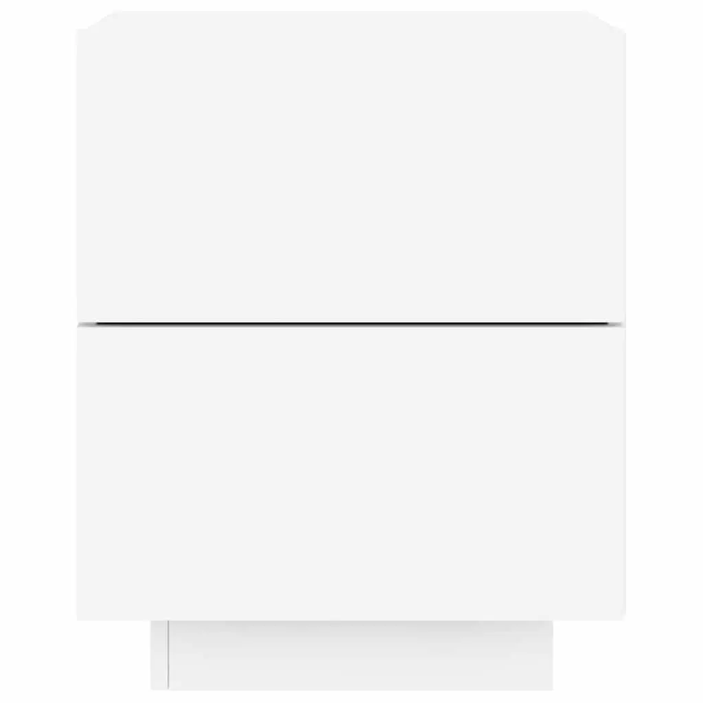 Bedside Cabinet with RGB LED Lights 2 Piece Set White Storage Nightstand