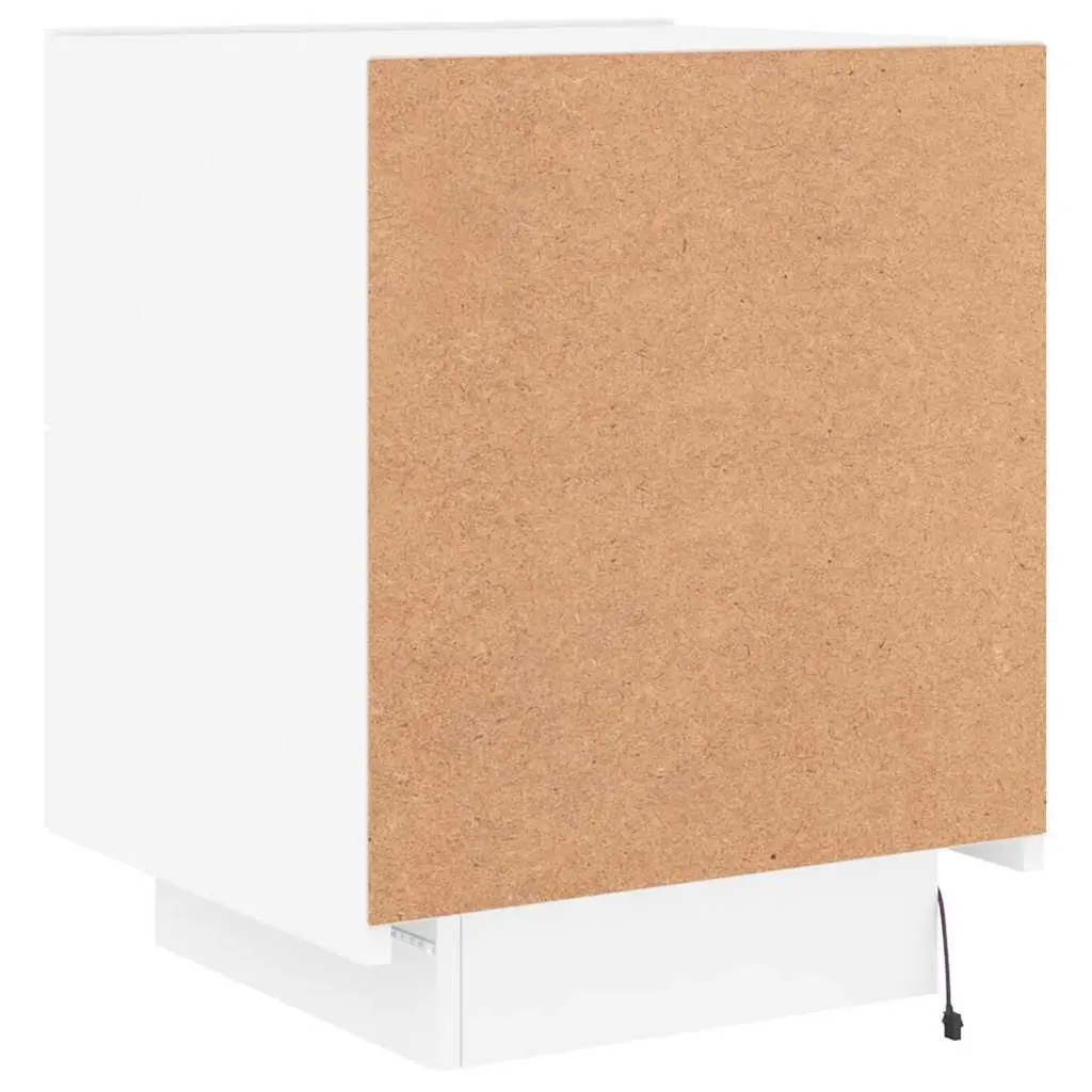 Bedside Cabinet with RGB LED Lights 2 Piece Set White Storage Nightstand