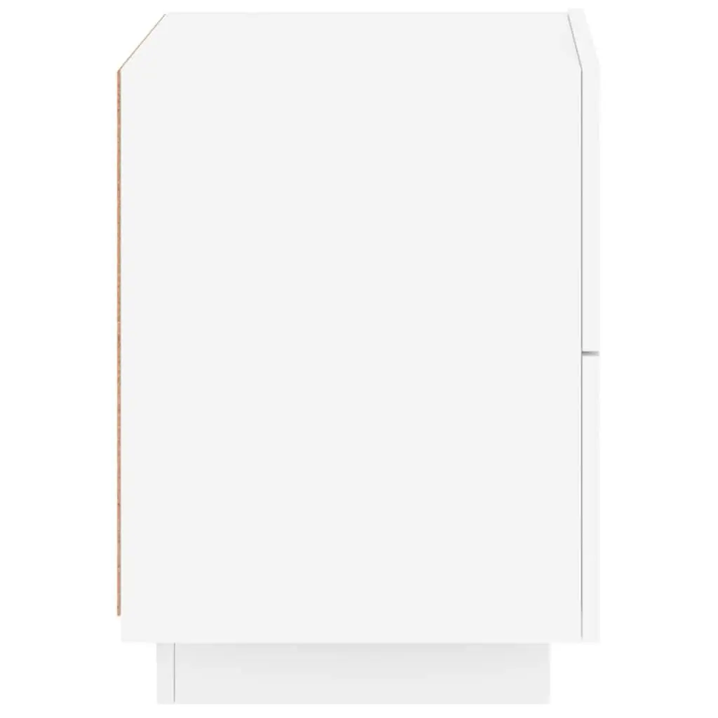 Bedside Cabinet with RGB LED Lights 2 Piece Set White Storage Nightstand