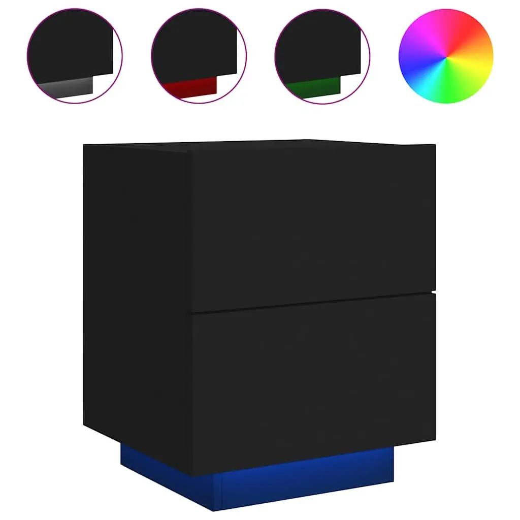 Black Bedside Cabinet with LED Lights