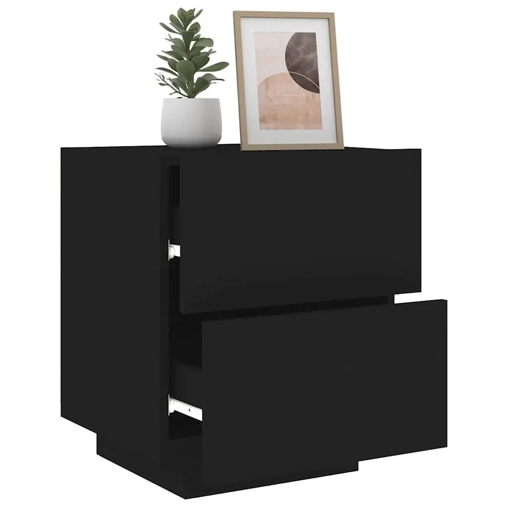 Black Bedside Cabinet with LED Lights