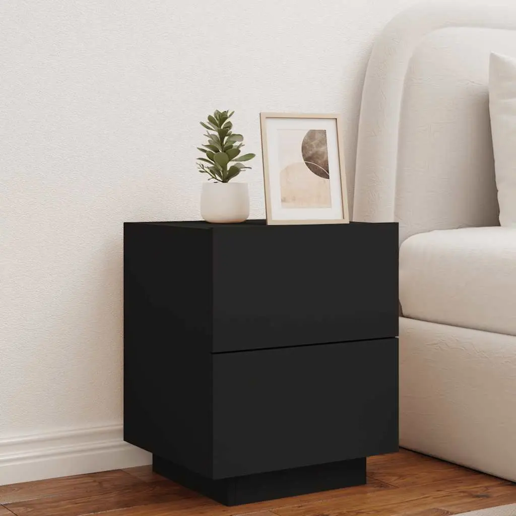 Black Bedside Cabinet with LED Lights